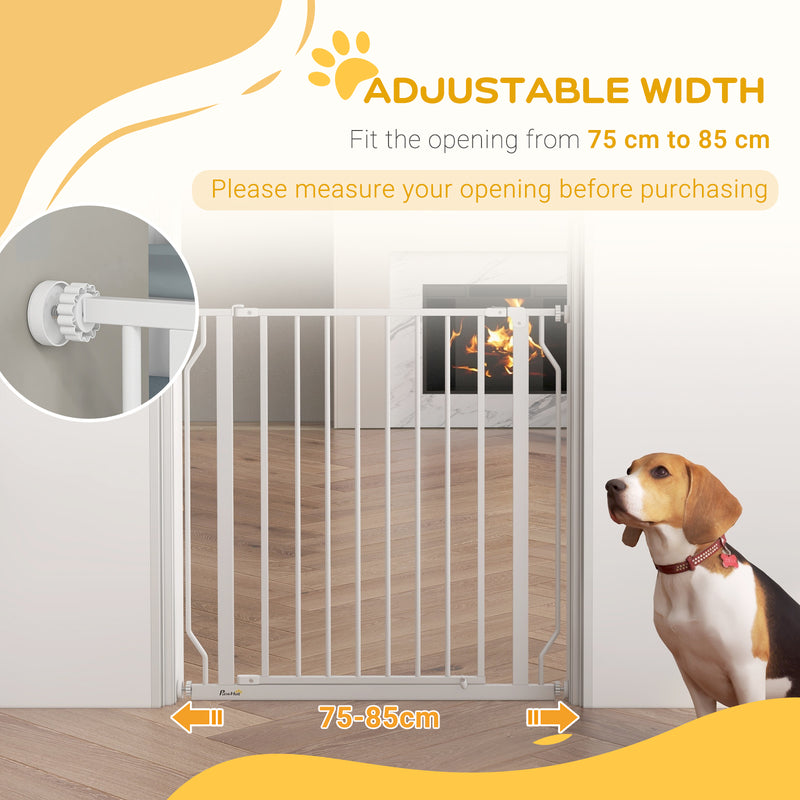 Extra Wide Dog Safety Gate, with Door Pressure, for Doorways, Hallways, Staircases - White