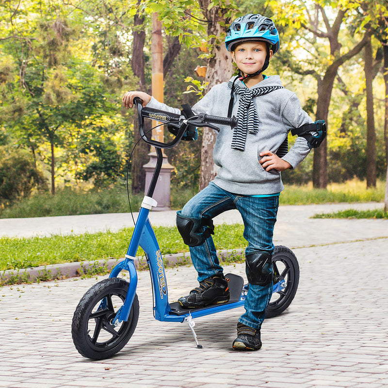 Teen Push Scooter Kids Children Stunt Scooter Bike Bicycle Ride On 12" EVA Tyres, Blue