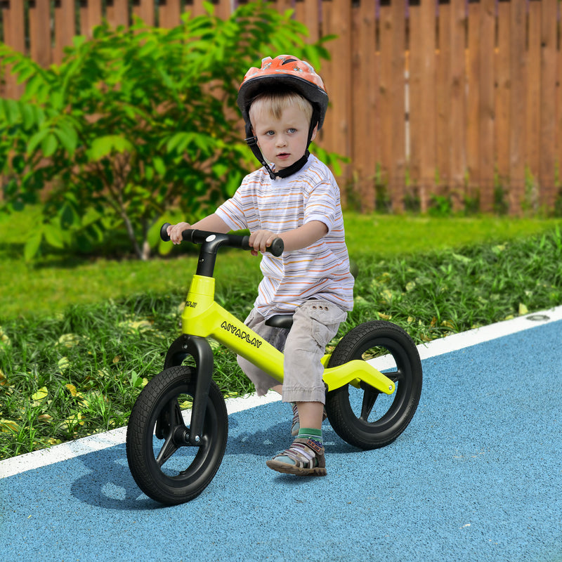 Balance Bike with Adjustable Seat and Handlebar, PU Wheels, No Pedal, Aged 30-60 Months up to 25kg - Green