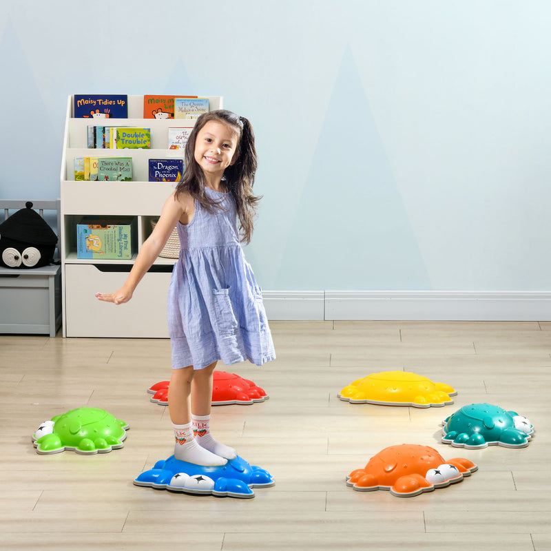 6PCs Kids Stepping Stones with TPE Anti-slip Edge, 6PCs Crab-shaped Balance River Stones, Obstacle Courses, Stackable