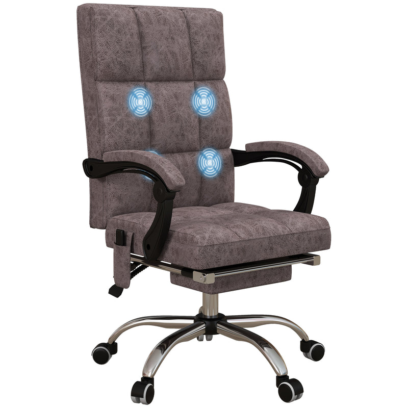 Executive Vibration Massage Office Chair, Microfibre Computer Chair with Armrest, 135° Reclining Back, Charcoal Grey
