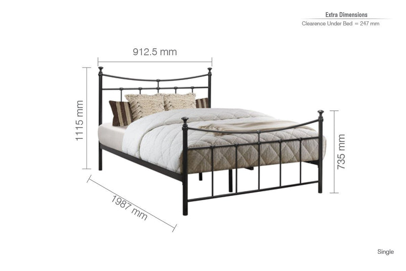 Emily Single Bed - Black - Bedzy Limited Cheap affordable beds united kingdom england bedroom furniture