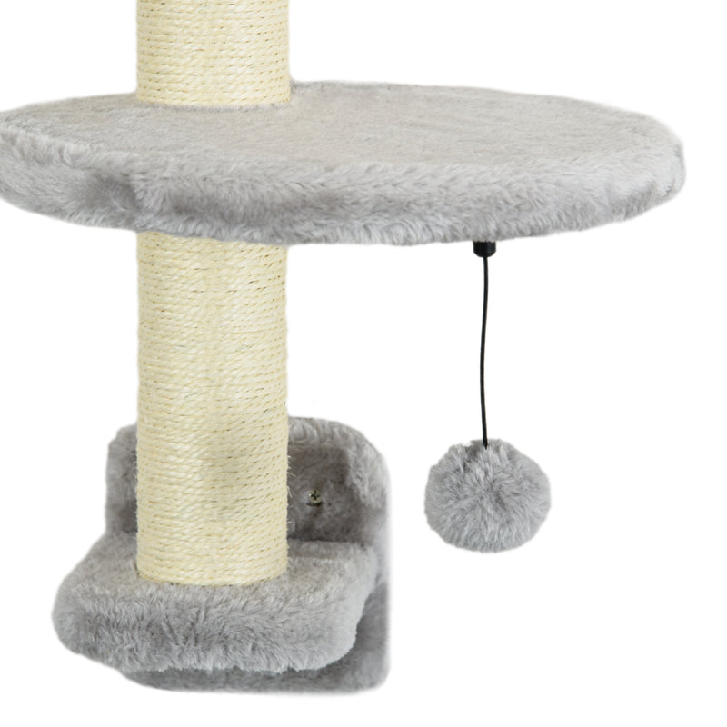 3 Pcs Wall Mounted Cat Shelves, w/ Hammock, Jumping Platform, Ladder, Scratching Post, Cat Wall Furniture w/ Play Ball for Large Cats, Grey
