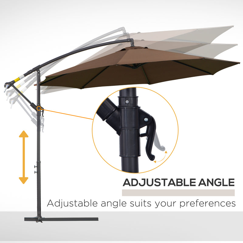 Cantilever Umbrella Parasol Hanging Banana Steel Brown 3M Patio
