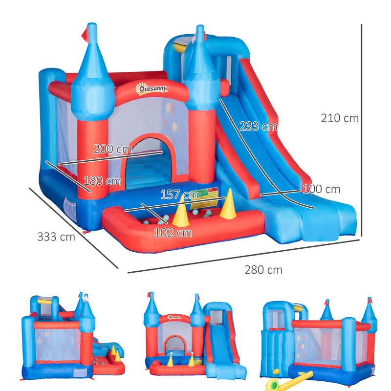 5 in 1 Kids Bounce Castle Large Inflatable House Trampoline Slide Water Pool Climbing Wall with 450W Inflator Carrybag for Kids Age 3-8