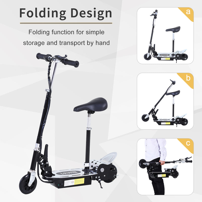 120W Teens Foldable Kids Powered Scooters 24V Rechargeable Battery Adjustable Ride on Outdoor Toy (Black)