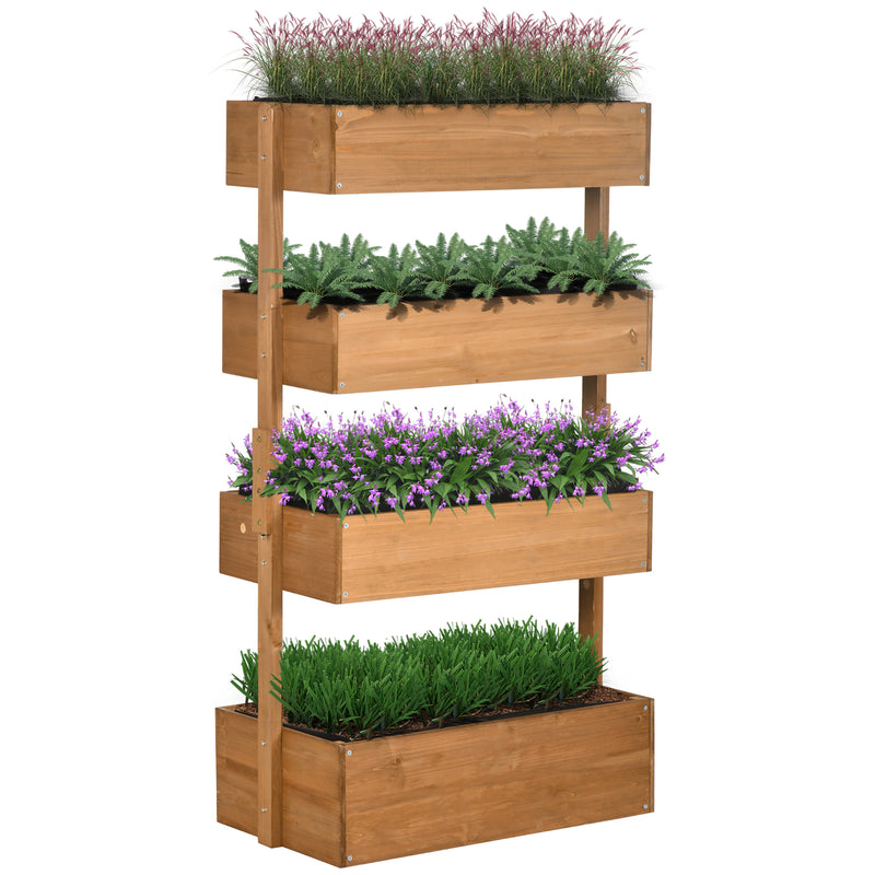 80cm x 45cm x 142cm 4-Tier Raised Garden Bed, Fir Wood Vertical Planter Box, Freestanding Elevated Plant Stand for Indoor Outdoor Use