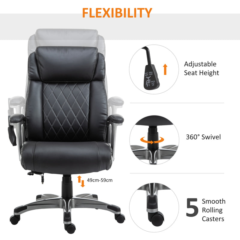 Massage Office Chair High Back with Armrest 6-Point Vibration Executive Chair with Adjustable Height Black