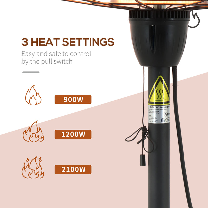 2.1kW Table Top Patio Heater with 3 Heat Settings, Infrared Outdoor Electric Heater with Pull Switch, IP44 Rated Weather Resistance