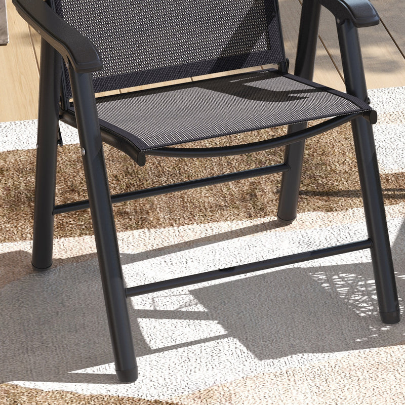 Set of 2 Foldable Metal Garden Chairs Outdoor Patio Park Dining Seat Yard Furniture Dark Grey