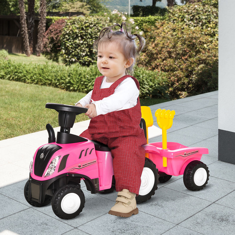 Ride On Tractor Toddler Walker Foot To Floor Slider w/ Horn Storage Steering Wheel for 1-3 Years Old Pink