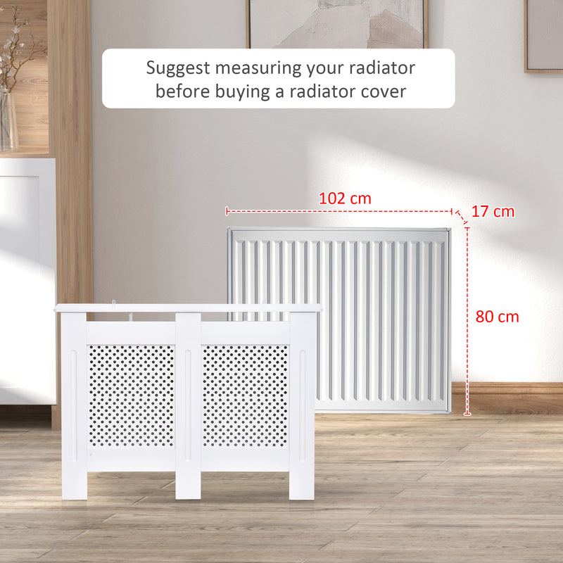 Wooden Radiator Cover Heating Cabinet Modern Home Furniture Grill Style White Painted (Medium)