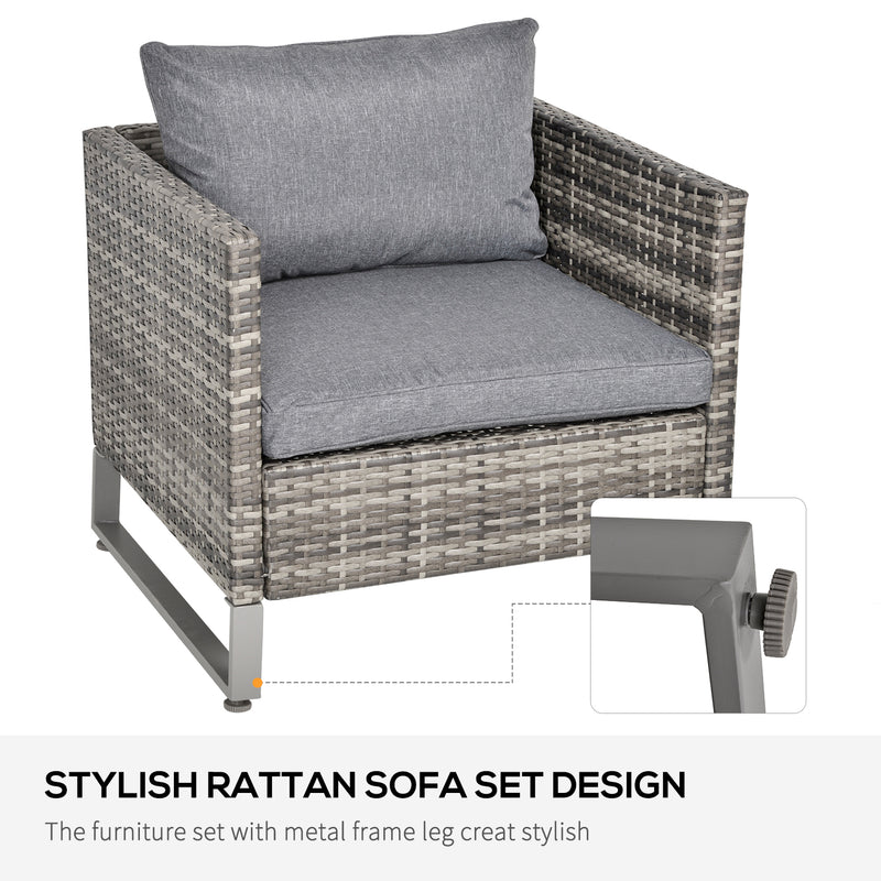 4-Seater PE Rattan Garden Furniture Wicker Dining Set w/ Glass Top Table, Cushions, Deep Grey