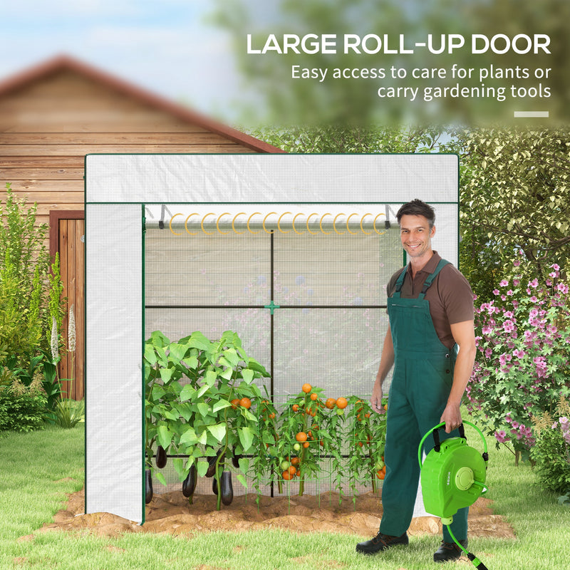 PE Cover Walk-in Outdoor Greenhouse, White