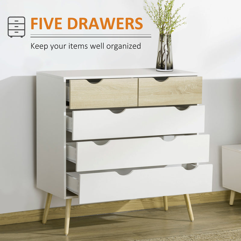 Chest of Drawers, 5 Drawer Dresser, Storage Organizer Side Cabinet for Bedroom, Living Room