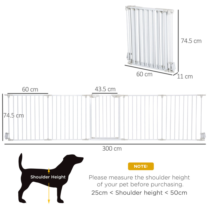 Pet Safety Gate 5-Panel Playpen Fireplace Christmas Tree Metal Fence Stair Barrier Room Divider Walk Through Door Automatically Close Lock