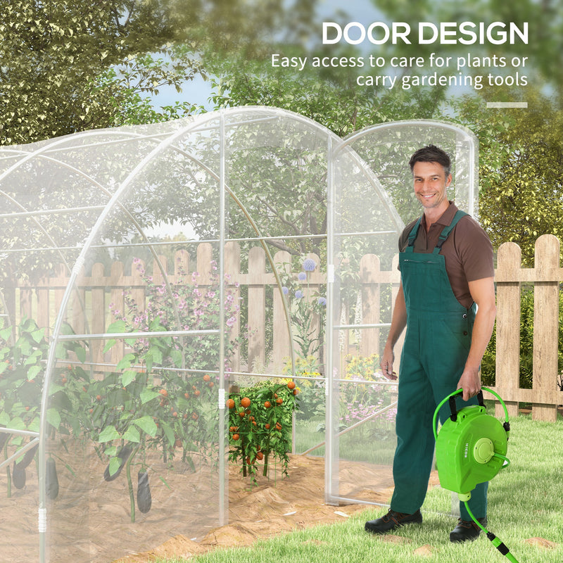 Polytunnel Greenhouse Walk-in Grow House with PE Cover, Door and Galvanised Steel Frame, 4 x 3 x 2m, Clear