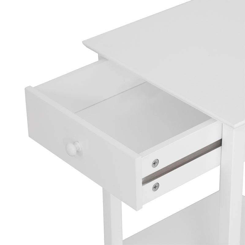 Wooden Bedside Table Cabinet W/ Drawer Shelf Storage End Side White Multipurpose Bedroom Night Stand
