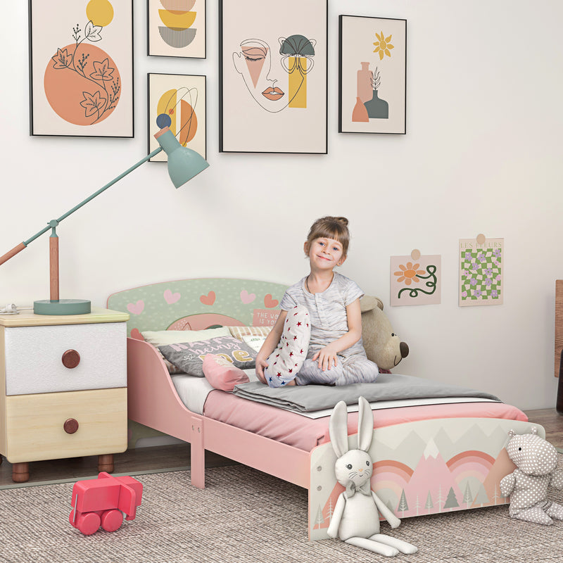 Toddler Bed Frame, Kids Bedroom Furniture for Ages 3-6 Years, Pink