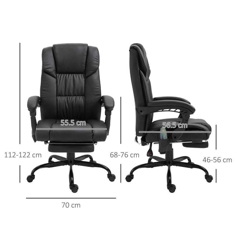 6-Point PU Leather Massage Racing Chair Electric Padded Recliner Chair Height Angle Adjustable 5 Wheels w/ Remote Footrest Home Office Black