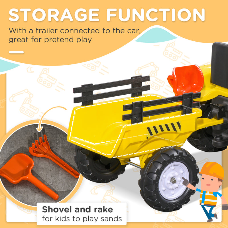 Pedal Go Kart Ride on Tractor w/ Shovel & Rake Four Wheels Child Toy
