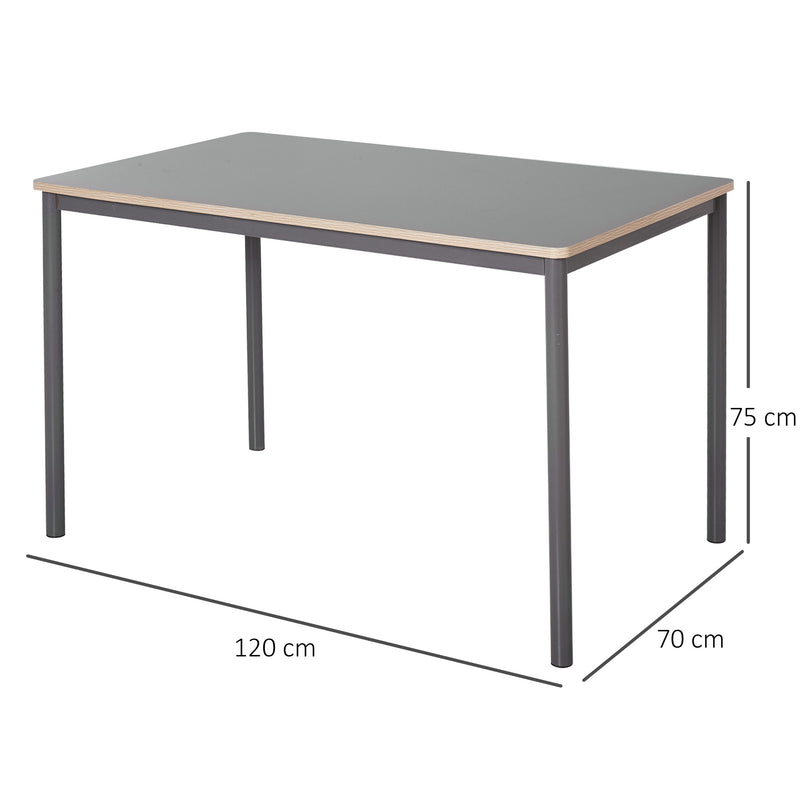 120cm Minimalistic Dining Table w/ Steel Frame Foot Pads Simple Rectangle Style Home Dining Working Display Grey