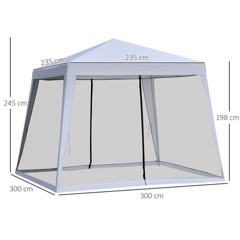 3 x 3 meter Outdoor Garden Gazebo Canopy Tent Sun Shade Event Shelter with Mesh Screen Side Walls Grey