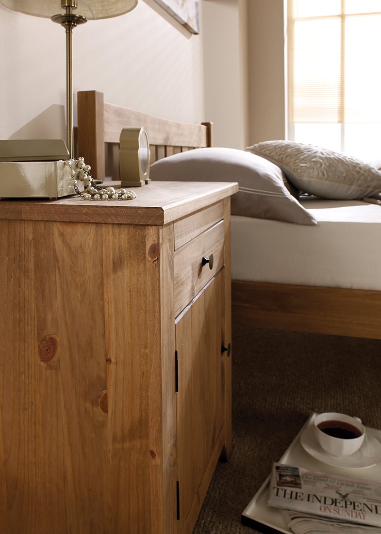 Havana Bedside Cabinet Pine - Bedzy Limited Cheap affordable beds united kingdom england bedroom furniture