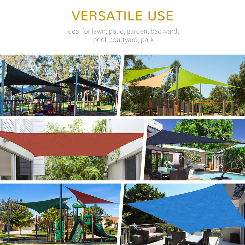 5x5m Triangle Sun Shade Sail Outdoor UV Protection Canopy w/ Steel Rings Ropes UV Block Outdoor Patio Shelter Grey