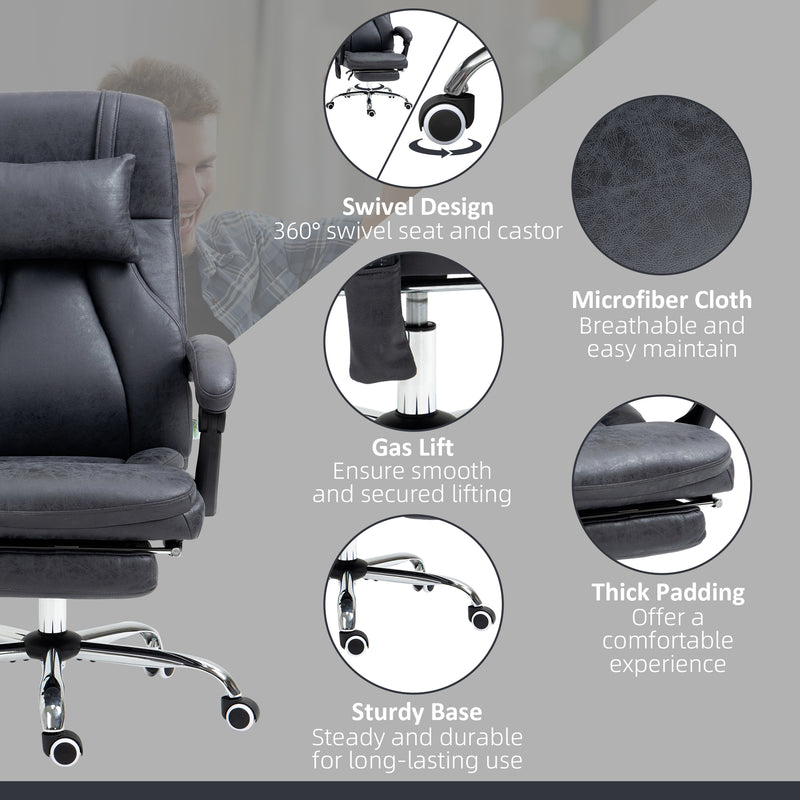 High Back Vibration Massage Office Chair with Headrest, Reclining Computer Chair with Footrest, Swivel Wheels, Remote