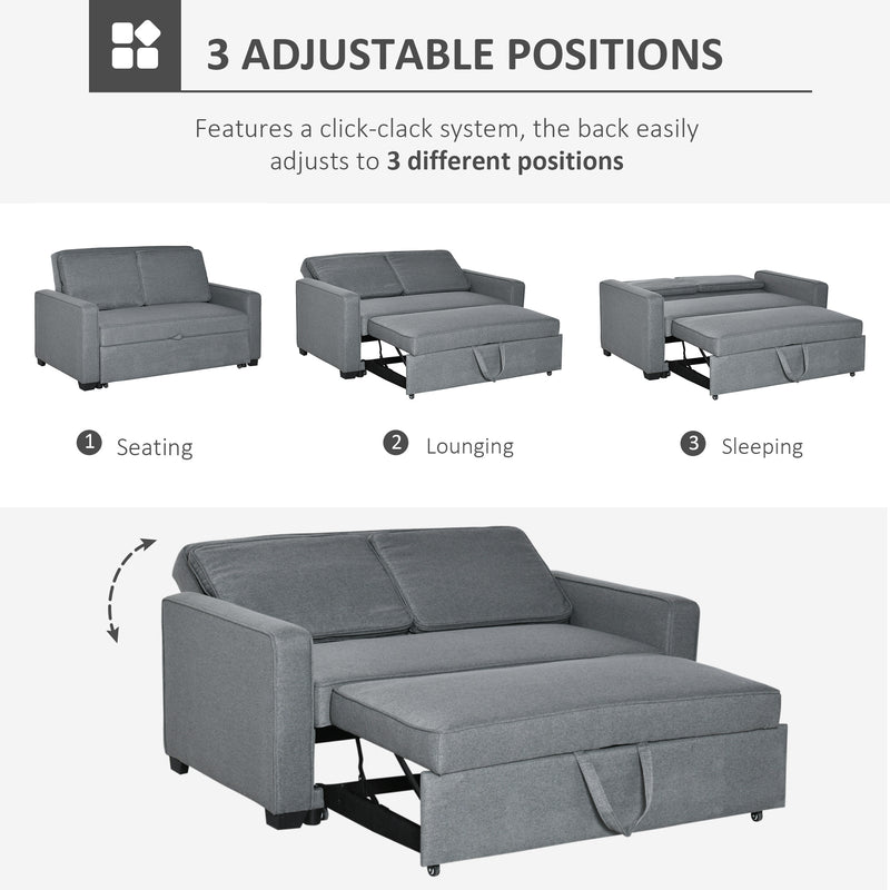 Double Sofa Bed Click Clack Sofa Bed Pull Out Bed with Adjustable Backrest for Living Room and Bedroom Grey