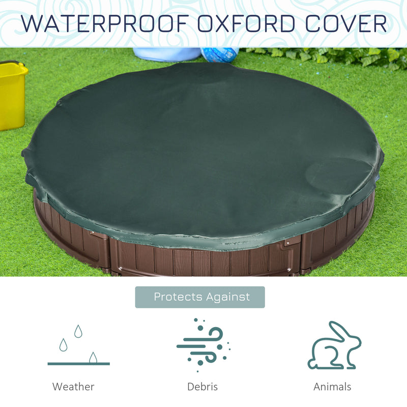Kids Outdoor Round Sandbox w/ Waterproof Oxford Canopy Bottom Fabric Liner Children Playset for 3-12 years old Backyard Brown