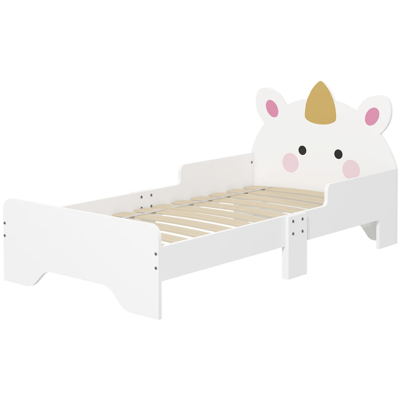 Toddler Bed, Kids Bedroom Furniture Unicorn Design for 3-6 Years Old, 143 x 74 x 67 cm, White