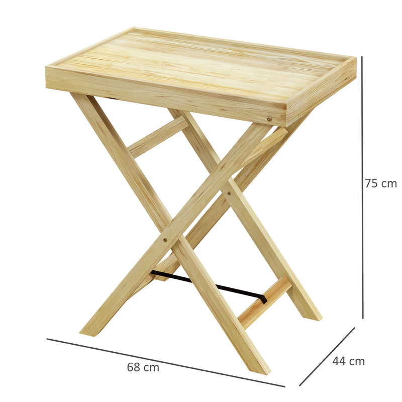 68cmx44cmx75cm Garden Table, Outdoor Side Table, Wooden Patio Coffee Side Desk, Patio End Table for Garden, Balcony, Natural
