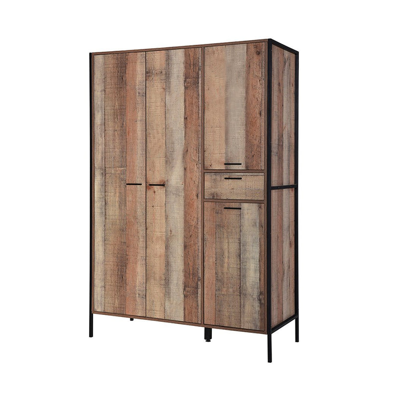 Hoxton 4 Door Wardrobe Distressed Oak Effect - Bedzy Limited Cheap affordable beds united kingdom england bedroom furniture