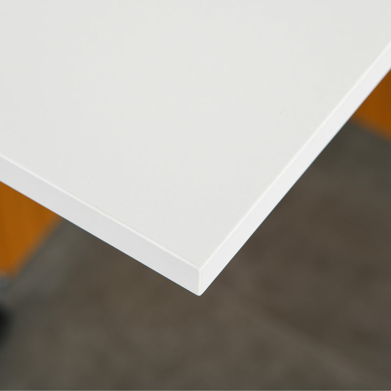 Folding Dining Table Writing Desk Workstation w/ Casters Teak Colour, White