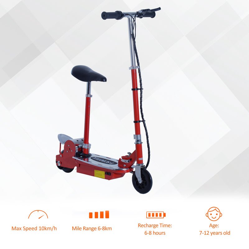 120W Teens Foldable Kids Powered Scooters 24V Rechargeable Battery Adjustable Ride on Outdoor Toy (Red)