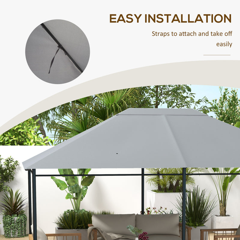 3 x 4m Gazebo Canopy Replacement Cover, Gazebo Roof Replacement (TOP COVER ONLY), Light Grey