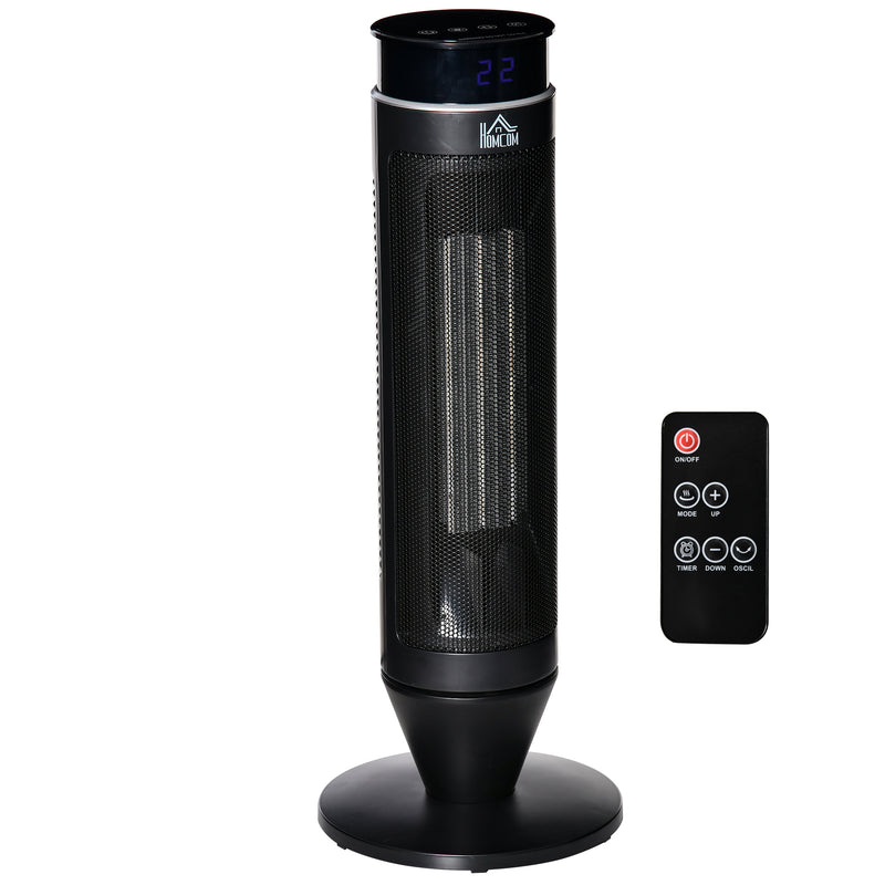 Ceramic Tower Indoor Space Heater Electric Floor Heater w/ 2 Heat and Fan 1000W/2000W, Oscillation, Remote Control, Timer for Bathroom Office