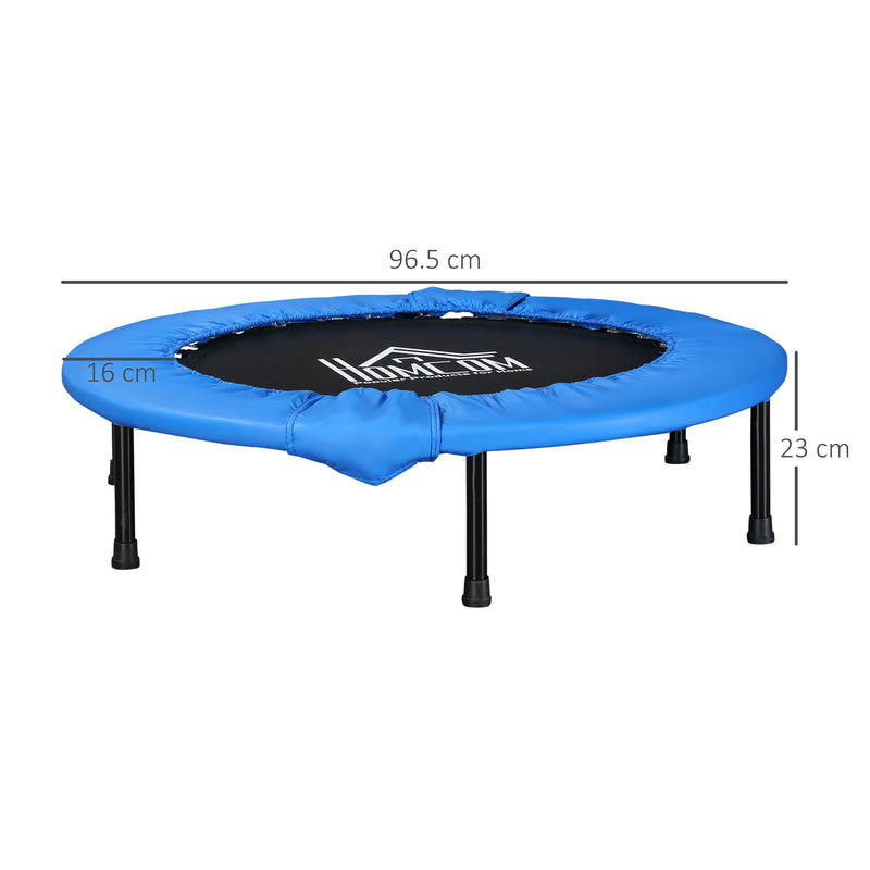 Soozier ?96cm Foldable Mini Fitness Trampoline Home Gym Yoga Exercise Rebounder Indoor Outdoor Jumper w/ Safety Pad, Blue and Black