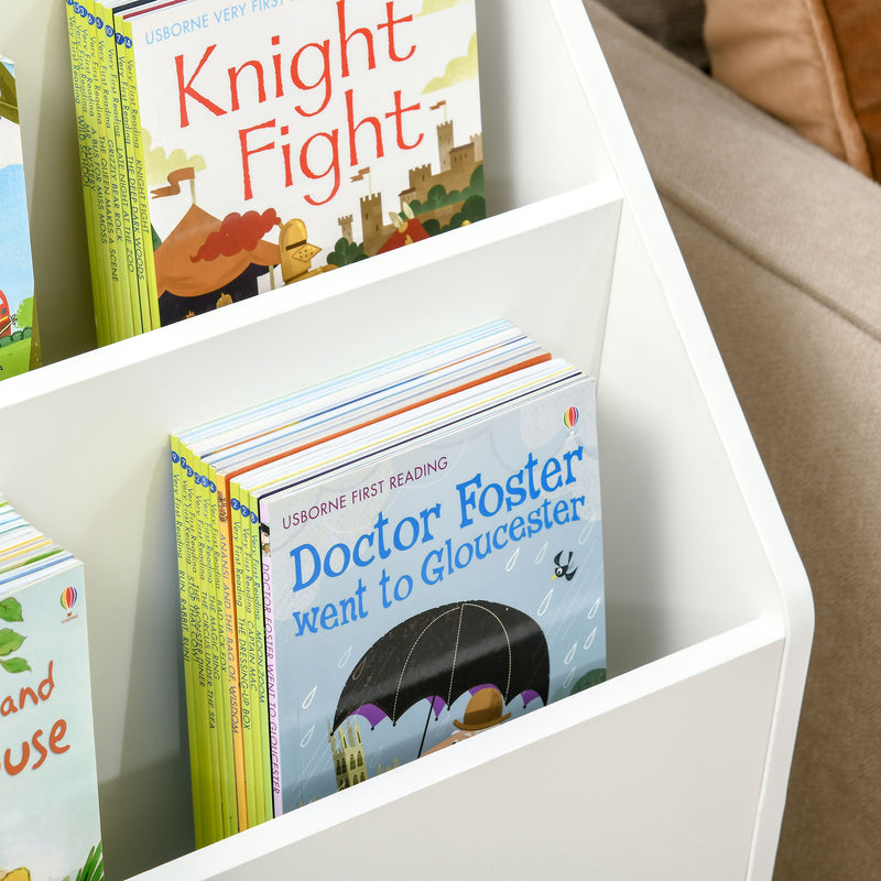 Kids Bookshelf, Toy Organiser, with Storage Drawer, Wheels, White
