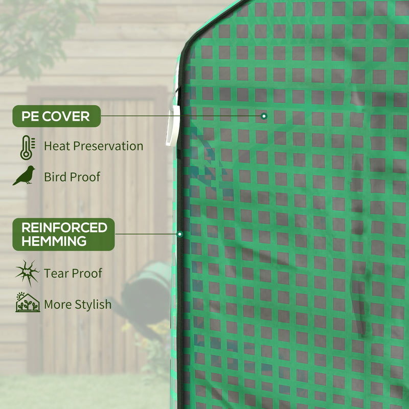 Greenhouse Cover Replacement Walk-in PE Hot House Cover with Roll-up Door and Windows, 140 x 143 x 190cm, Green
