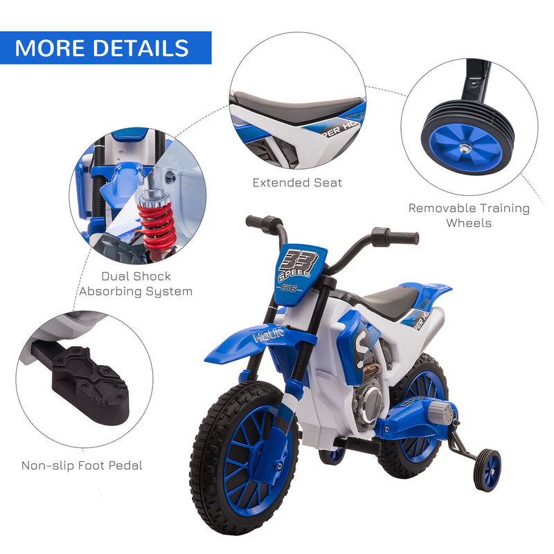 12V Kids Electric Motorbike Ride On Motorcycle Vehicle Toy with Training Wheels for 3-5 Years Old, Blue