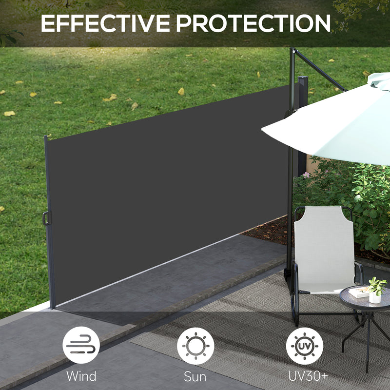 Retractable Side Awning, Outdoor Privacy Screen for Garden, Hot Tub, Balcony, Terrace, Pool, 400 x 180cm, Black