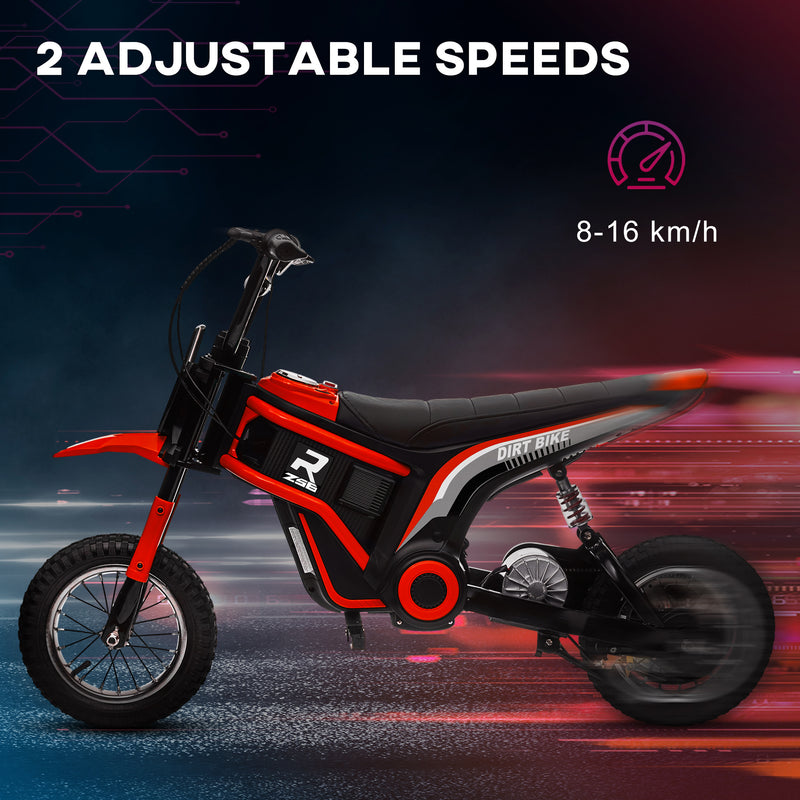 24V Electric Motorbike, Dirt Bike with Twist Grip Throttle, Music Horn, 12" Pneumatic Tyres, 16 Km/h Max. Speed, Red