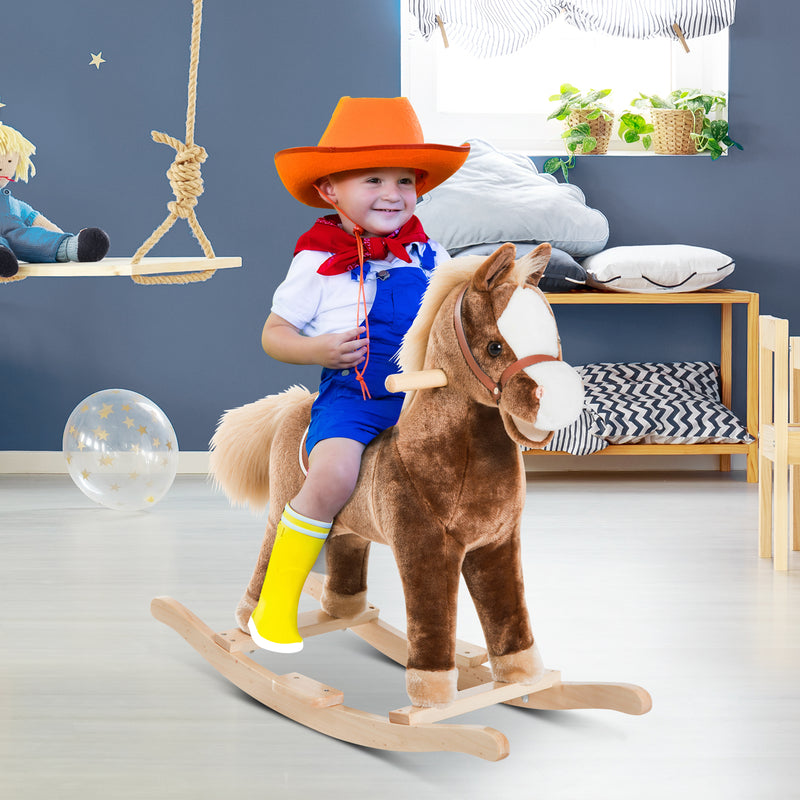 Kids Plush Rocking Horse-Brown