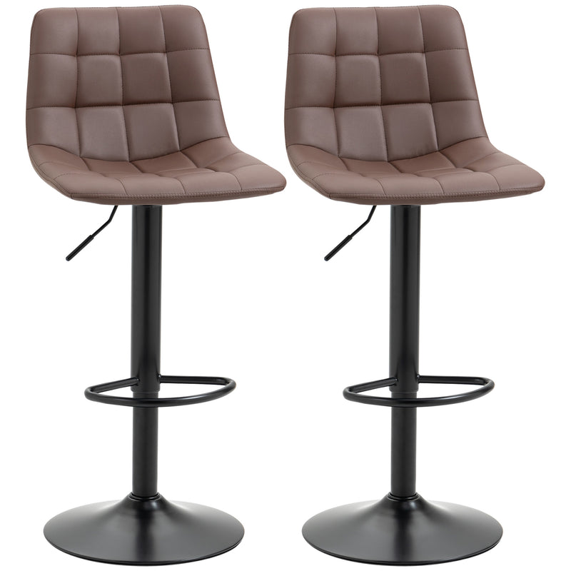 Adjustable Bar Stools Set of 2, Counter Height Barstools Dining Chairs 360° Swivel with Footrest for Home Pub and Kitchen, Brown