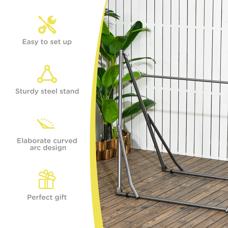 Foldable Hammock Stand, Portable Hammock with Metal Frame, 2 in 1 Hammock Net Stand, Clothes Drying Rack, Load Capacity 120kg Black