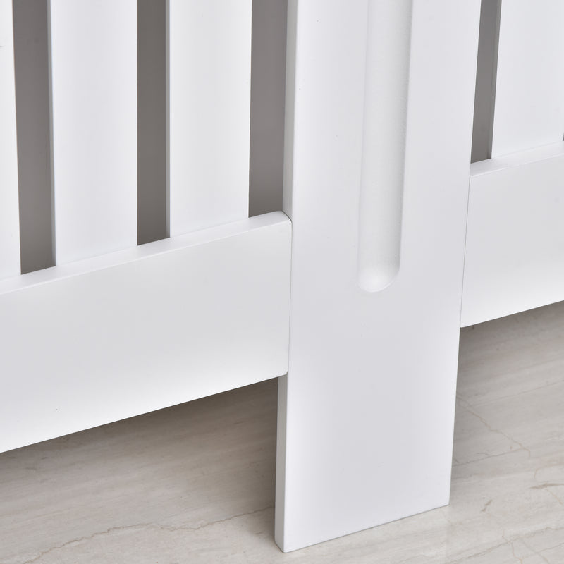 Slatted Radiator Cover Painted Cabinet MDF Lined Grill in White (152L x 19W x 81H cm)