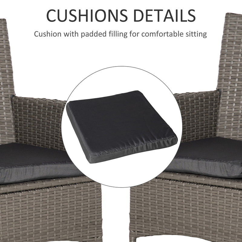 2 Seater Outdoor Rattan Armchair Dining Chair Garden Patio Furniture w/ Armrests Cushions Grey